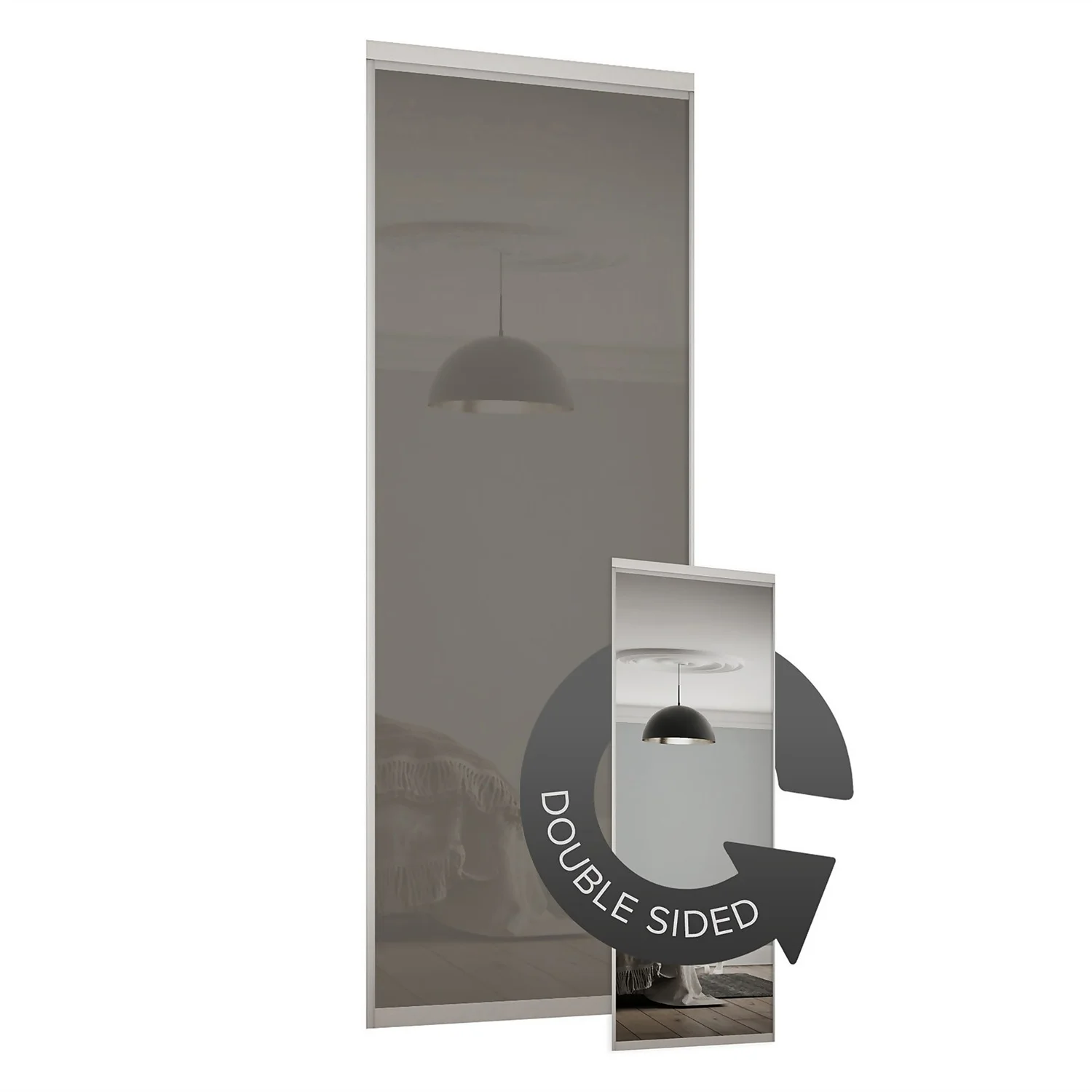 Duo Sliding Wardrobe Door Cappuccino Glass / Mirror with Aluminium Frame (W)762mm Duo Sliding Wardrobe Door Cappuccino Glass / Mirror With Aluminium Frame (W)762mm -Famous Furniture Store 12807138 1744843069734840