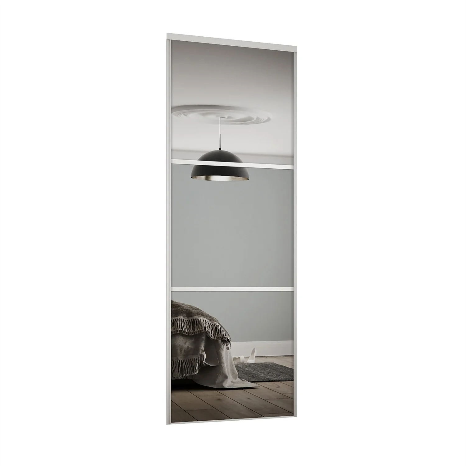 Linear Sliding Wardrobe Door 3 Panel Mirror with White Frame (W)610mm Linear Sliding Wardrobe Door 3 Panel Mirror With White Frame (W)610mm -Famous Furniture Store 12811777 5094843064415189