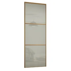Linear Sliding Wardrobe Door 3 Panel Arctic White Glass With Oak Frame (W)610mm