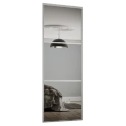 Linear Sliding Wardrobe Door 3 Panel Mirror With Silver Frame (W)914mm