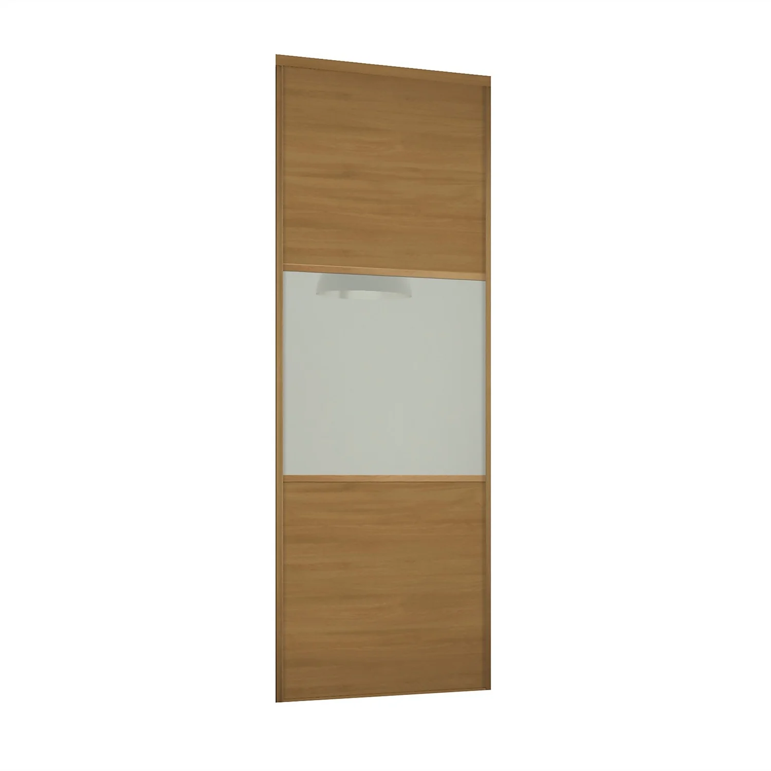 Linear Sliding Wardrobe Door 3 Panel Oak / Arctic White Glass with Oak Frame (W)914mm Linear Sliding Wardrobe Door 3 Panel Oak / Arctic White Glass With Oak Frame (W)914mm -Famous Furniture Store 12811819 2134843066231188