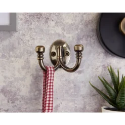 Ball End Double Robe Hook - Antique Brass -Famous Furniture Store 12817507 6374995165387531