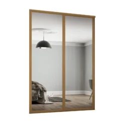 Shaker 2 Door Sliding Wardrobe Kit Mirror With Oak Frame (W)1753 X (H)2260mm