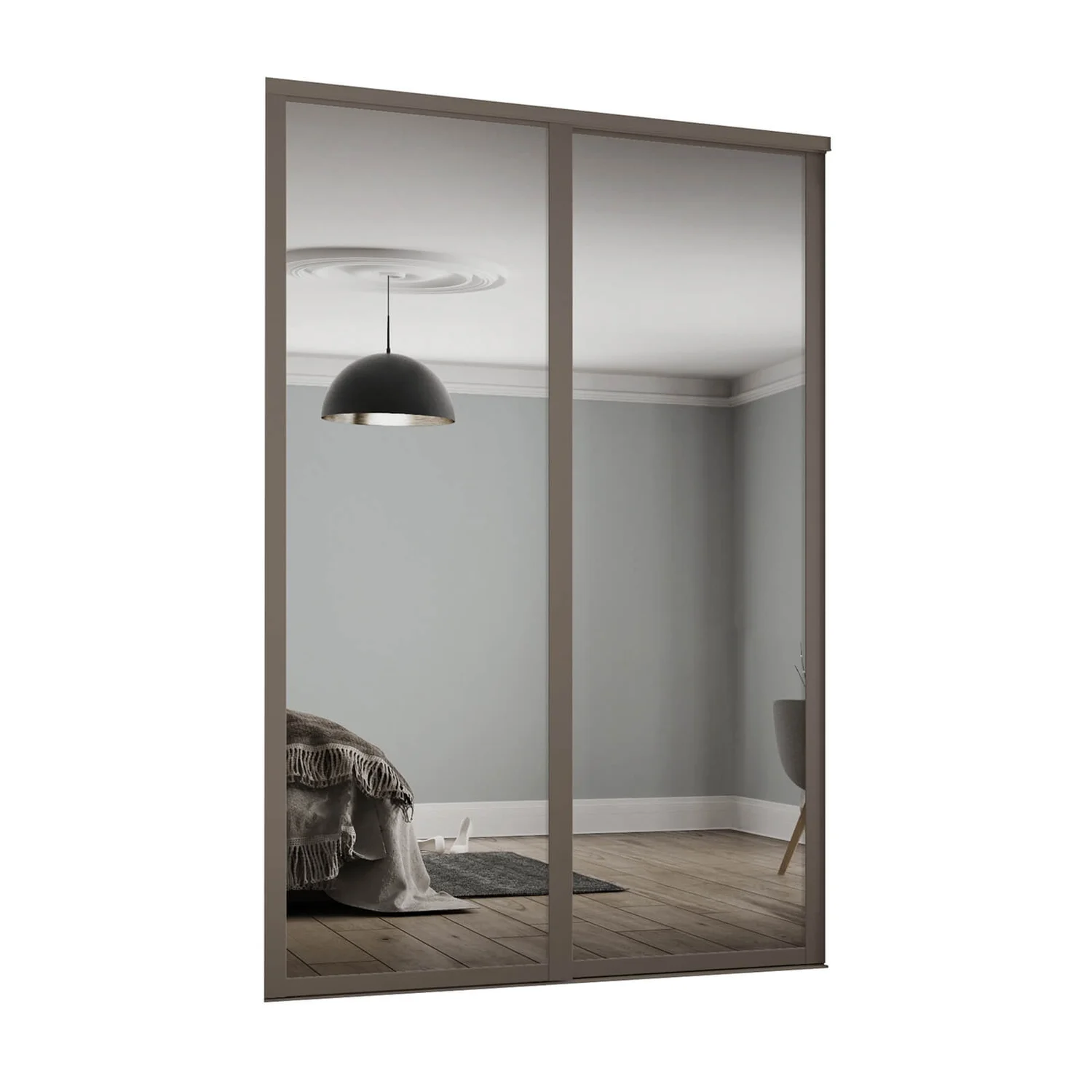 Shaker 2 Door Sliding Wardrobe Kit Mirror with Stone Grey Frame (W)1753 x (H)2260mm Shaker 2 Door Sliding Wardrobe Kit Mirror With Stone Grey Frame (W)1753 X (H)2260mm -Famous Furniture Store 12835319 1874831968123285