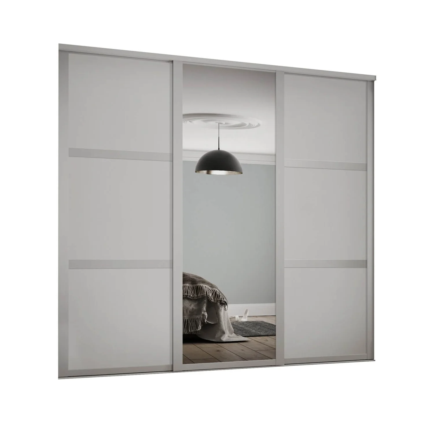 Shaker 3 Door Sliding Wardrobe Kit Cashmere Panel / Mirror (W)2136 x (H)2260mm Shaker 3 Door Sliding Wardrobe Kit Cashmere Panel / Mirror (W)2136 X (H)2260mm -Famous Furniture Store 12835440 1594831968169428