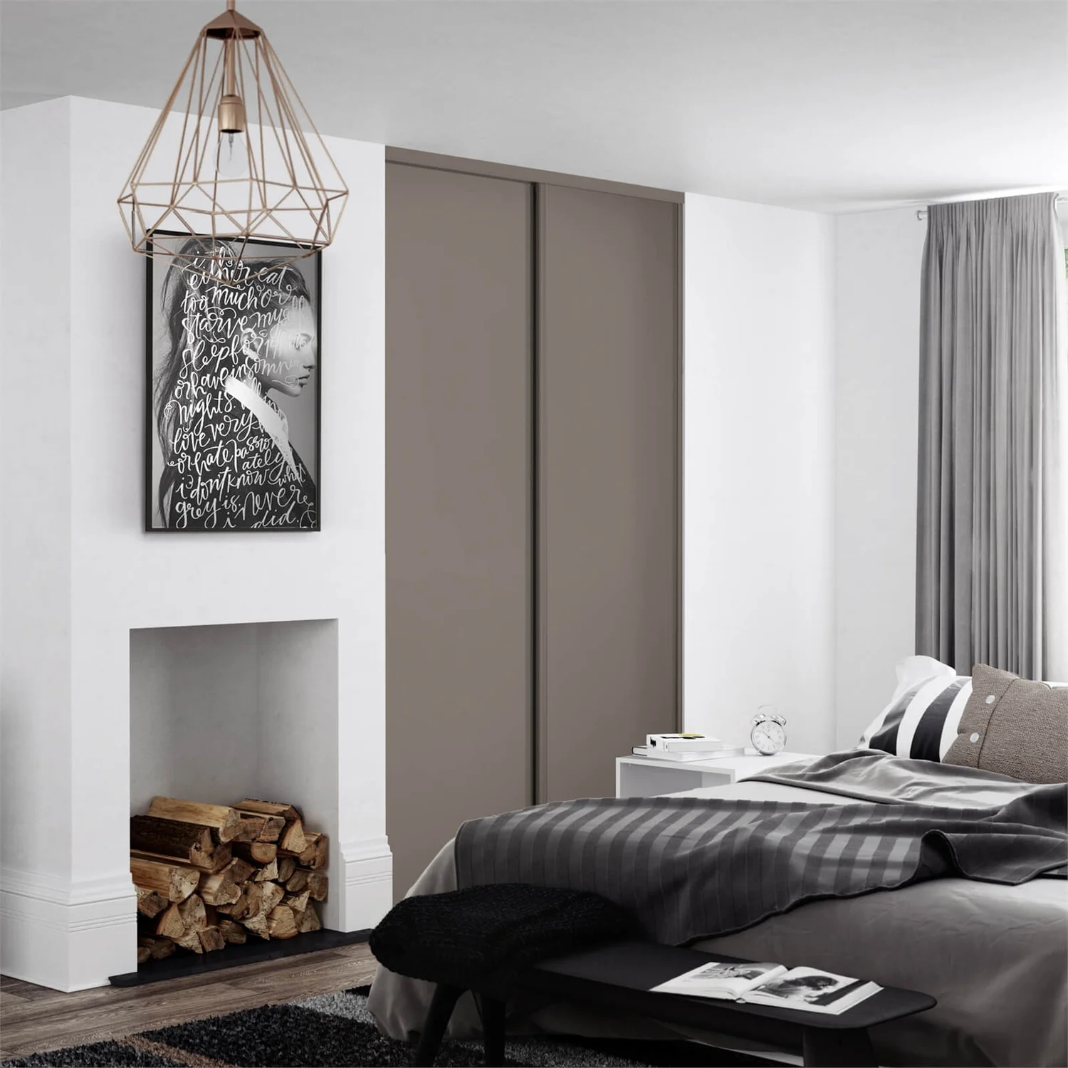 Classic 2 Door Sliding Wardrobe Kit Stone Grey Panel (W)1793 x (H)2260mm Classic 2 Door Sliding Wardrobe Kit Stone Grey Panel (W)1793 X (H)2260mm -Famous Furniture Store 12835565 6164833217780407