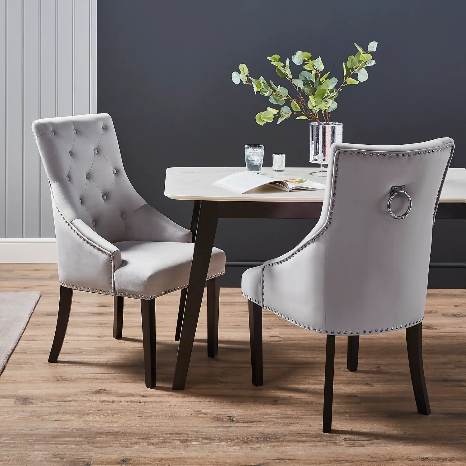 Annabelle Velvet Dining Chairs - Set of 2 - Grey Annabelle Velvet Dining Chairs - Set Of 2 - Grey -Famous Furniture Store 12838750 1914904215035621