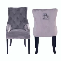 Annabelle Velvet Dining Chairs - Set Of 2 - Grey