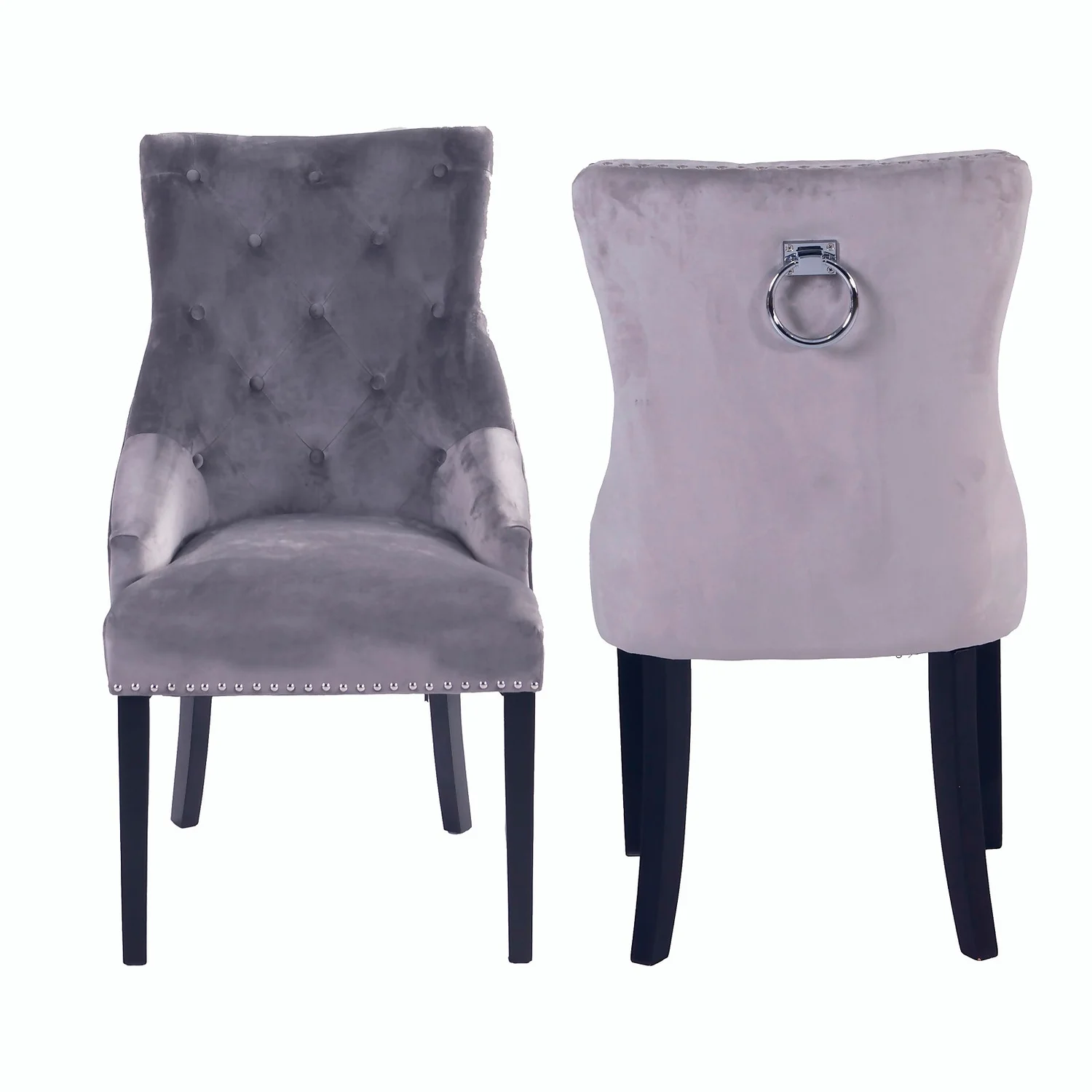 Annabelle Velvet Dining Chairs - Set of 2 - Grey Annabelle Velvet Dining Chairs - Set Of 2 - Grey -Famous Furniture Store 12838750 3784904214980400