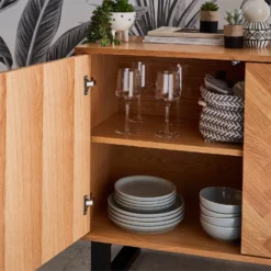 Skelby Herringbone Oak Sideboard -Famous Furniture Store 12838834 5464832960232024