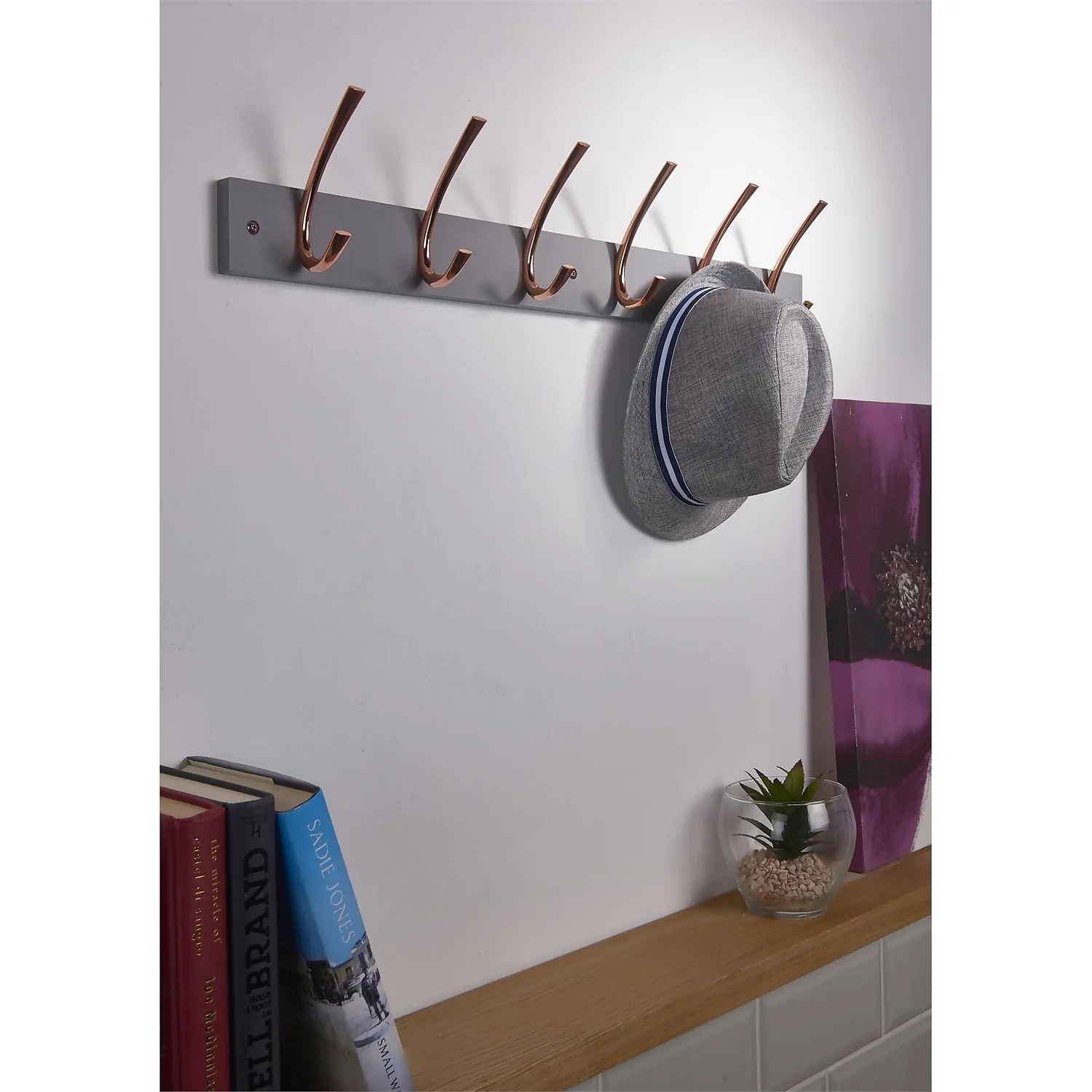 6 Large Rib Copper Hook on Slate Grey Bloc Board 6 Large Rib Copper Hook On Slate Grey Bloc Board -Famous Furniture Store 12839287 1974845858323793