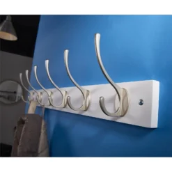 6 Victorian Satin Nickel Hooks On White Bloc Board 2 6 Victorian Satin Nickel Hooks On White Bloc Board -Famous Furniture Store 12839295 1194845858610089