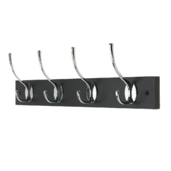 4 Victorian Chrome Hooks On Black Bloc Board