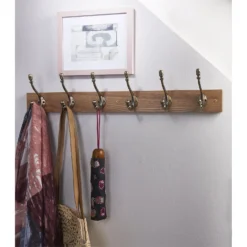 6 Deco Antique Brass Hook On Light Rustic Board -Famous Furniture Store 12839317 1914845859301889
