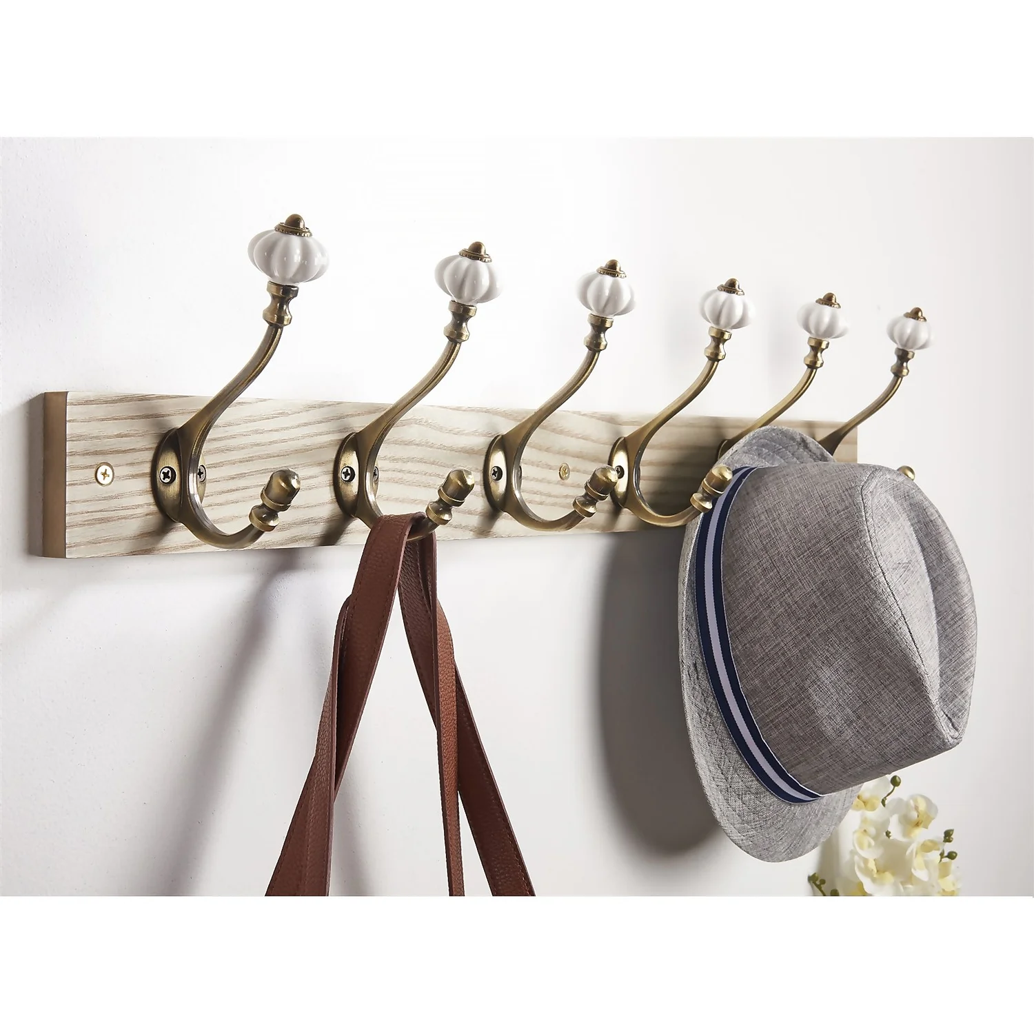 6 Ceramic Antique Brass Hook on Dark Rustic Board 6 Ceramic Antique Brass Hook On Dark Rustic Board -Famous Furniture Store 12839323 7074845859622106