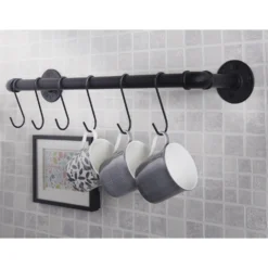 Industrial Pipe Rail With 'S' Hooks 2 Industrial Pipe Rail With 'S' Hooks -Famous Furniture Store 12839412 2184833203580948