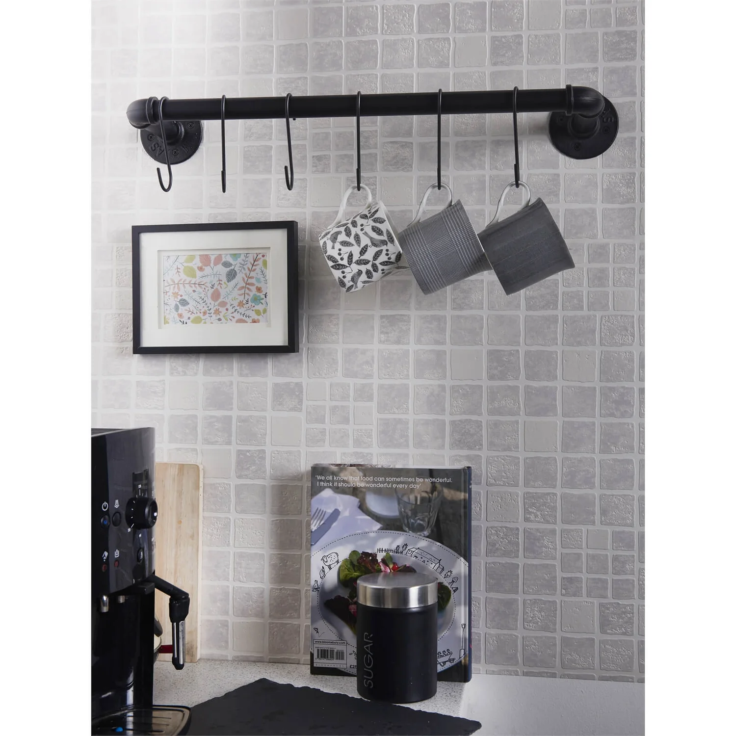 Industrial Pipe Rail with 'S' Hooks Industrial Pipe Rail With 'S' Hooks -Famous Furniture Store 12839412 5074833203499027