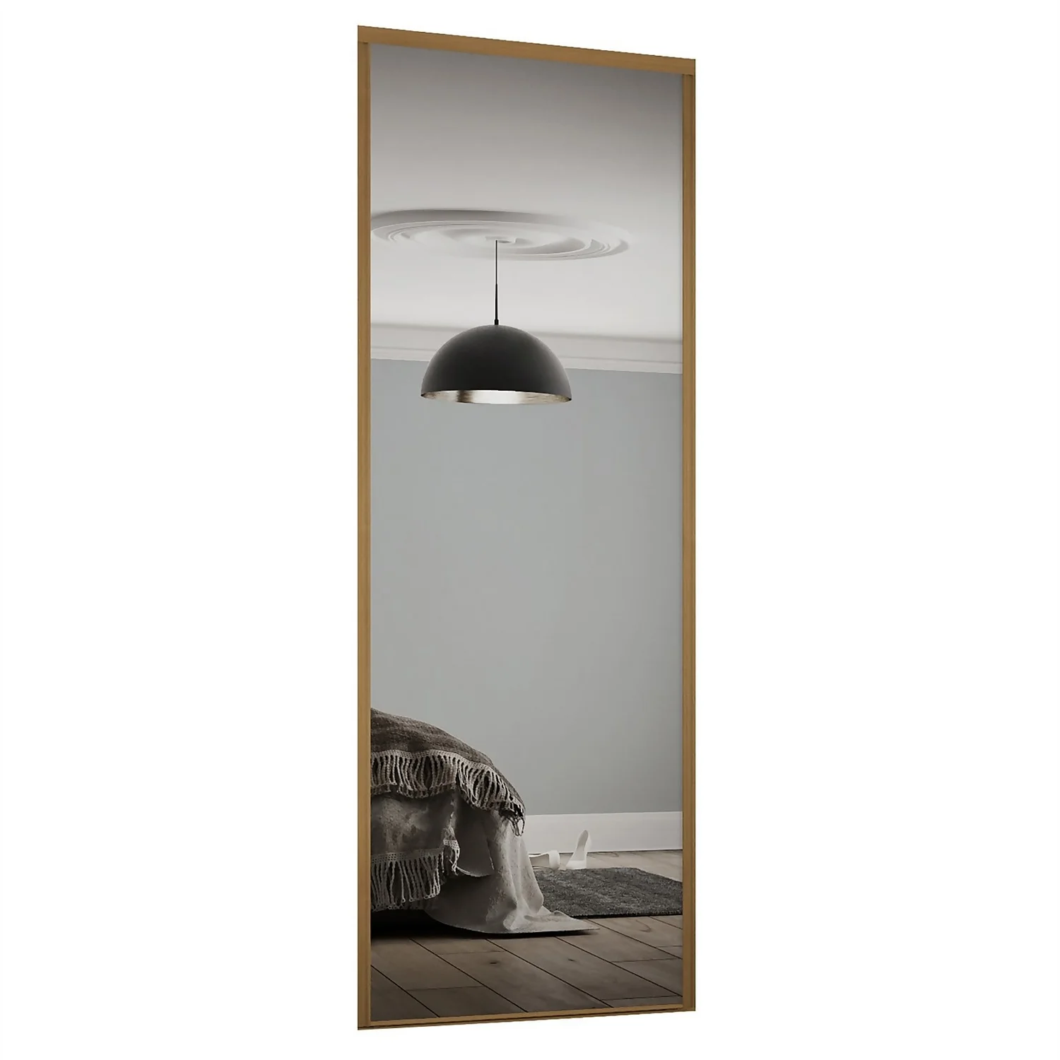 Classic Sliding Wardrobe Door Mirror with Oak Frame (W)610mm Classic Sliding Wardrobe Door Mirror With Oak Frame (W)610mm -Famous Furniture Store 12845415 9774843925918148