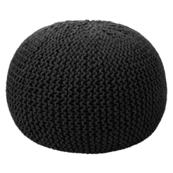 Charles Chunky Knit Pouffe - Grey