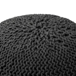 Charles Chunky Knit Pouffe - Grey -Famous Furniture Store 12882881 2054898261799066