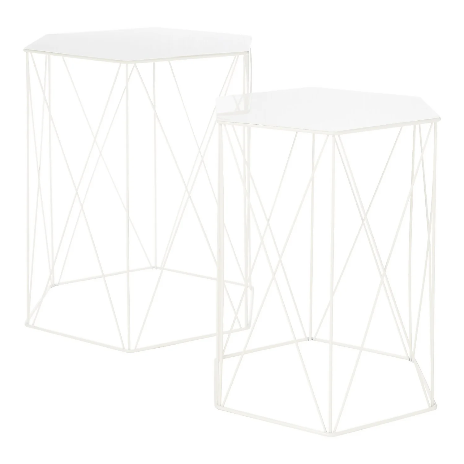 Hex Side Table Set Of 2 White Hex Side Table Set Of 2 White -Famous Furniture Store 12888151 8844947208302207