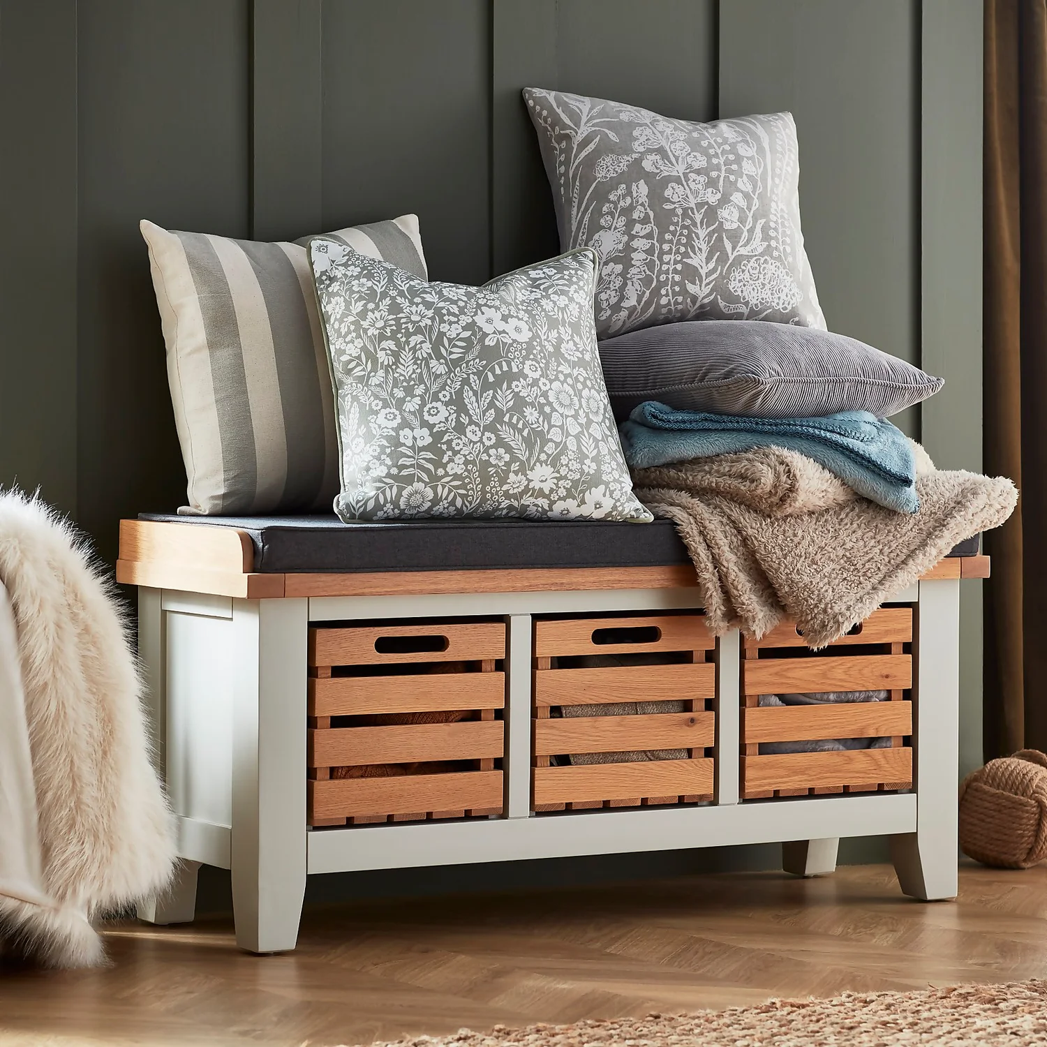 Ashstead Storage Bench - Oak & Ivory Ashstead Storage Bench - Oak & Ivory -Famous Furniture Store 12917106 3744897162648356