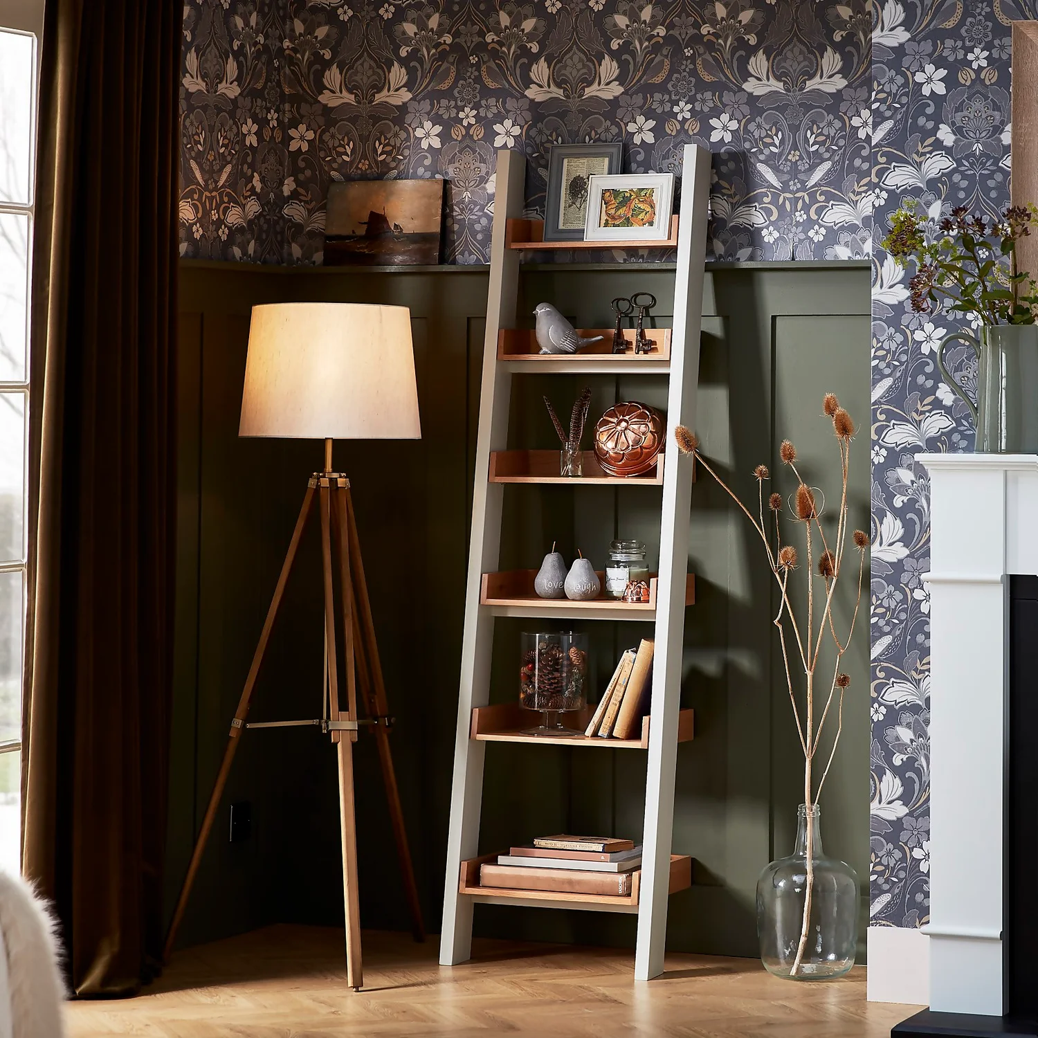 Ashstead Ladder Shelf - Oak & Ivory Ashstead Ladder Shelf - Oak & Ivory -Famous Furniture Store 12917109 1284897161843936