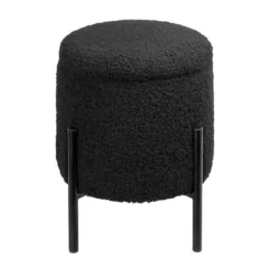 Tori Boucle Footstool - Black -Famous Furniture Store 13130401 1634919264449026