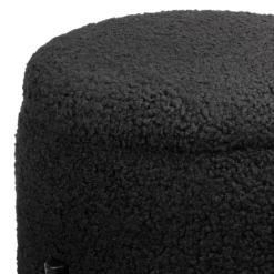 Tori Boucle Footstool - Black -Famous Furniture Store 13130401 1694919264484849