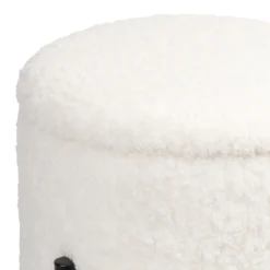Tori Boucle Footstool - White -Famous Furniture Store 13130402 4014919264478354