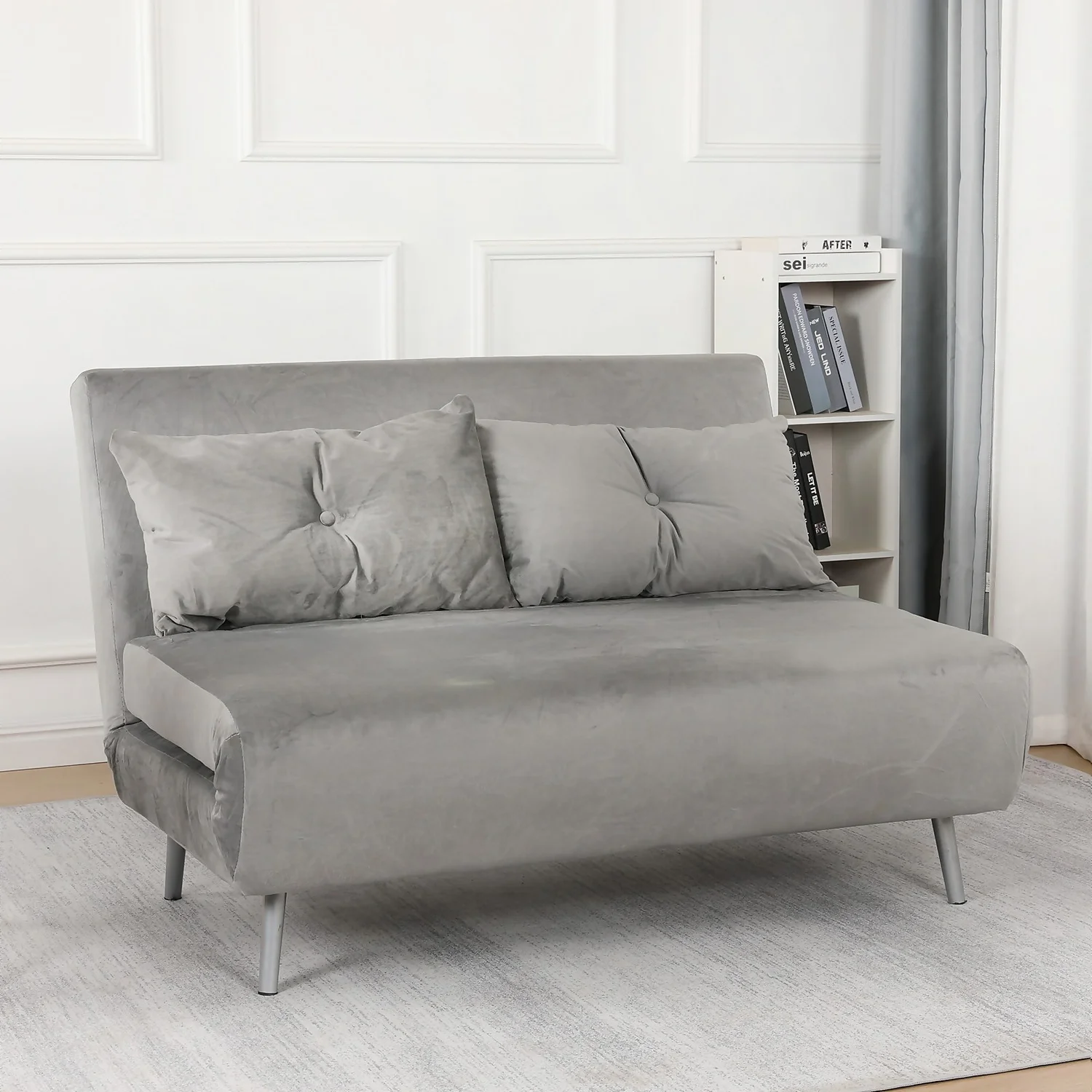 Freya Velvet Folding Sofa Bed - Grey Freya Velvet Folding Sofa Bed - Grey -Famous Furniture Store 13222764 6554965336694533