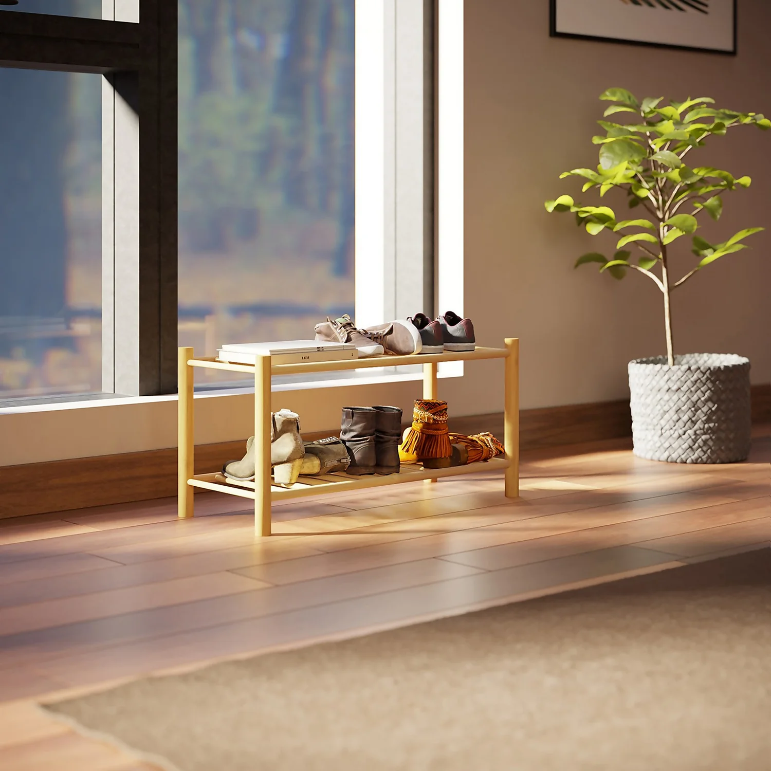 Living Elements 2 Tier Bamboo Shoe Rack Living Elements 2 Tier Bamboo Shoe Rack -Famous Furniture Store 13231129 1414929069045315