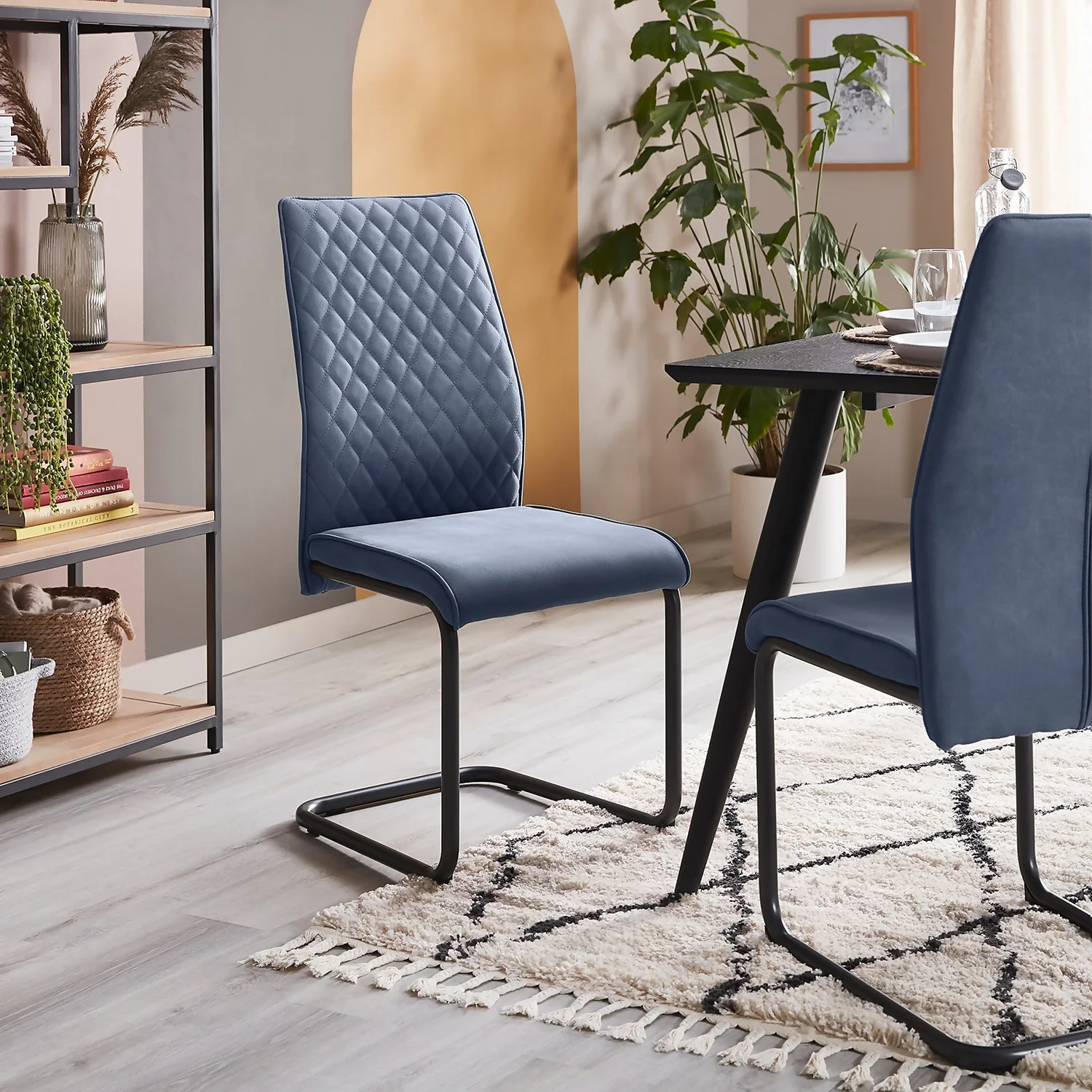 Skelby Cantilever Dining Chairs - Set of 2 - Denim Blue Skelby Cantilever Dining Chairs - Set Of 2 - Denim Blue -Famous Furniture Store 13244356 3244947967968852