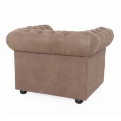 Chesterfield Faux Leather Armchair - Tan 3 Chesterfield Faux Leather Armchair - Tan -Famous Furniture Store 13514410 7794961771223147