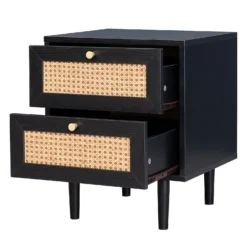 Kubu Rattan 2 Drawer Side Table - Black -Famous Furniture Store 13633731 7614974471705873