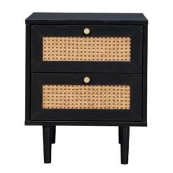 Kubu Rattan 2 Drawer Side Table - Black -Famous Furniture Store 13633731 7764974471735024