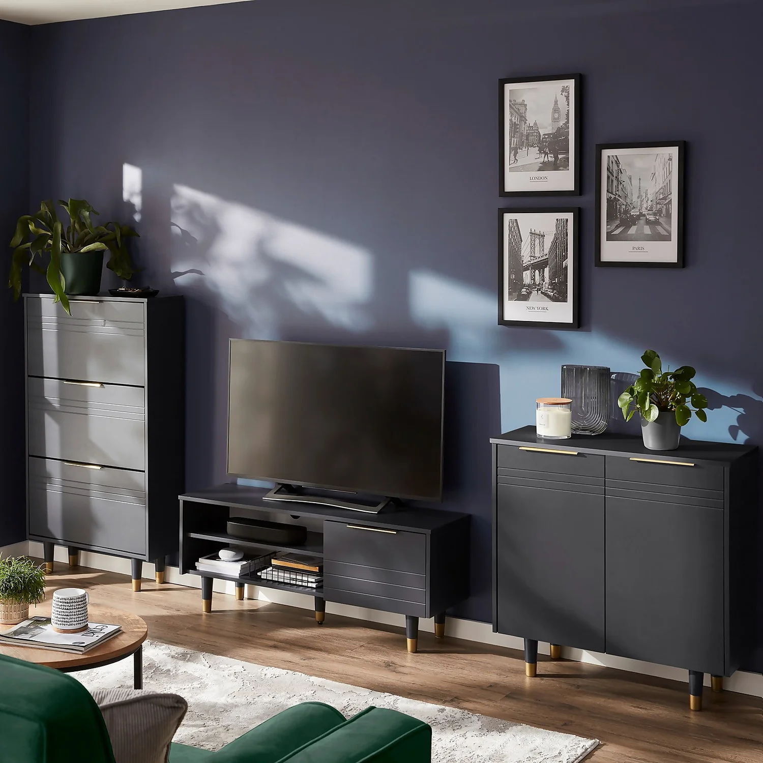 Lewis Compact TV Unit - Grey Lewis Compact TV Unit - Grey -Famous Furniture Store 13633734 1394977012498822