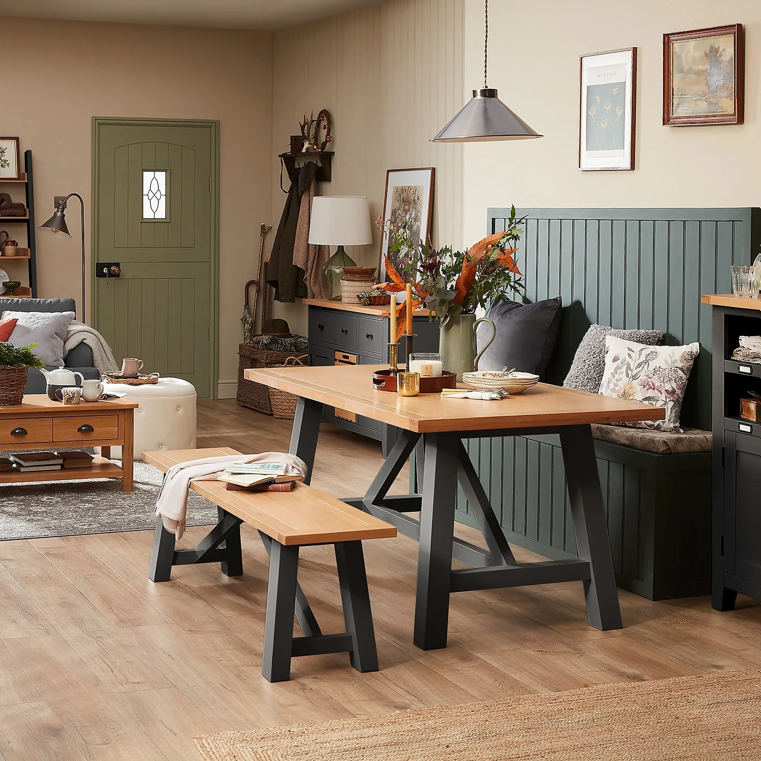 Ashstead Bench - Oak & Charcoal Ashstead Bench - Oak & Charcoal -Famous Furniture Store 13642207 1764984037296593