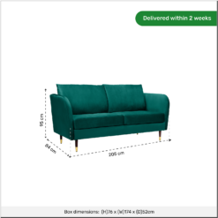 Cosmo Velvet 3 Seater Sofa In A Box - Emerald -Famous Furniture Store 13646014 1545007639476076
