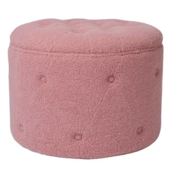 Betty Boucle Button Ottoman - Rose