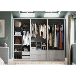 House Beautiful Internal Storage For Double Wardrobe, Dividing Panel, Shelves And Hanging Rail - Grey -Famous Furniture Store 13864343 6875005843015938