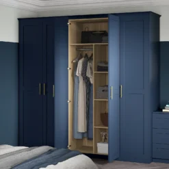 House Beautiful Internal Storage For Double Wardrobe, Dividing Panel, Shelves And Hanging Rail - Oak Effect -Famous Furniture Store 13864345 1545005842723072