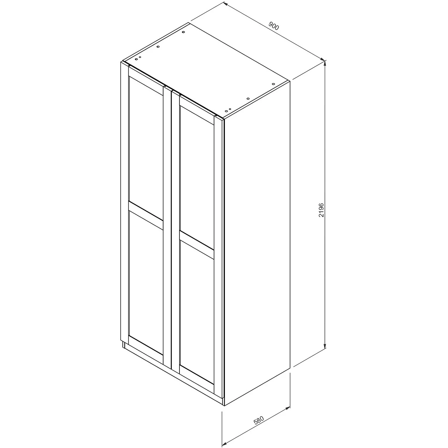 House Beautiful Realm Double Wardrobe, Oak Effect Carcass - White Shaker Doors (W) 900mm x (H) 2196mm House Beautiful Realm Double Wardrobe, Oak Effect Carcass - White Shaker Doors (W) 900mm X (H) 2196mm -Famous Furniture Store 13999712 7595005575880665