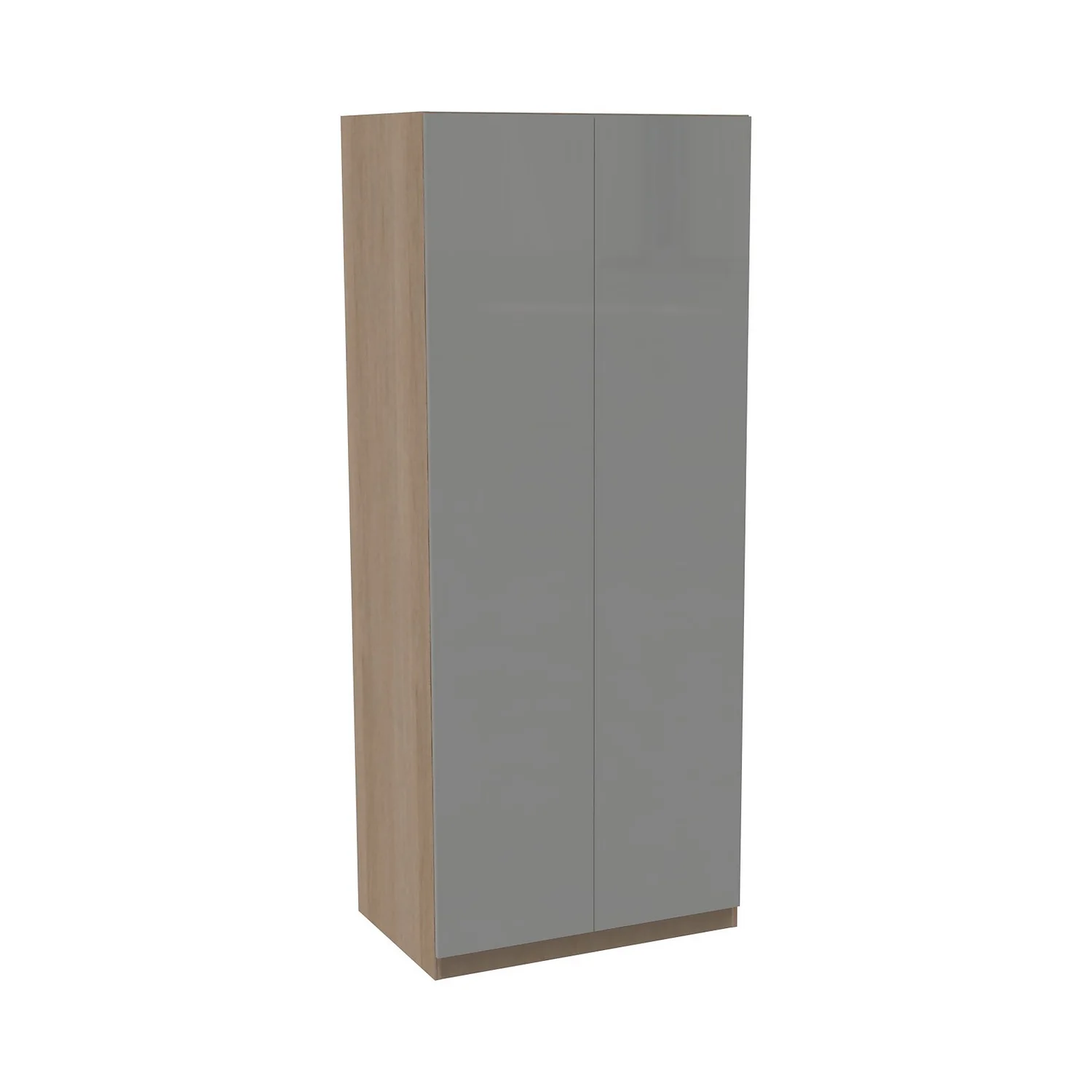 House Beautiful Honest Double Wardrobe, Oak Effect Carcass - Gloss Grey Slab Door (W) 900mm x (H) 2196mm House Beautiful Honest Double Wardrobe, Oak Effect Carcass - Gloss Grey Slab Door (W) 900mm X (H) 2196mm -Famous Furniture Store 13999726 4355005574008671