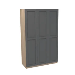 House Beautiful Realm Triple Wardrobe, Oak Effect Carcass - Carbon Grey Shaker Doors (W) 1350mm X (H) 2196mm