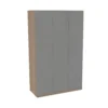 House Beautiful Honest Triple Wardrobe, Oak Effect Carcass - Gloss Grey Slab Doors (W) 1350mm X (H) 2196mm