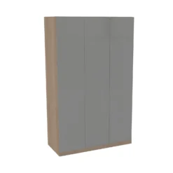 House Beautiful Honest Triple Wardrobe, Oak Effect Carcass - Gloss Grey Slab Doors (W) 1350mm X (H) 2196mm