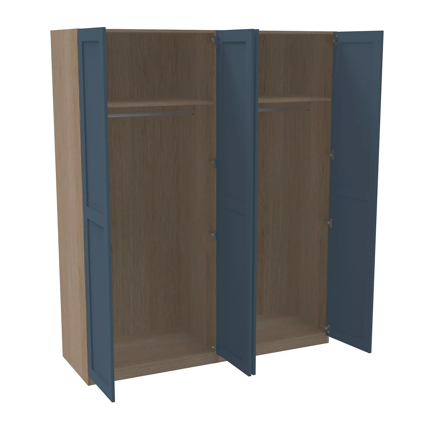 House Beautiful Realm Quad Wardrobe, Oak Effect Carcass - Navy Blue Shaker Doors (W) 1800mm x (H) 2196mm House Beautiful Realm Quad Wardrobe, Oak Effect Carcass - Navy Blue Shaker Doors (W) 1800mm X (H) 2196mm -Famous Furniture Store 13999740 1755007650369172