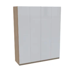 House Beautiful Honest Quad Wardrobe, Oak Effect Carcass - Gloss White Slab Doors (W) 1800mm X (H) 2196mm