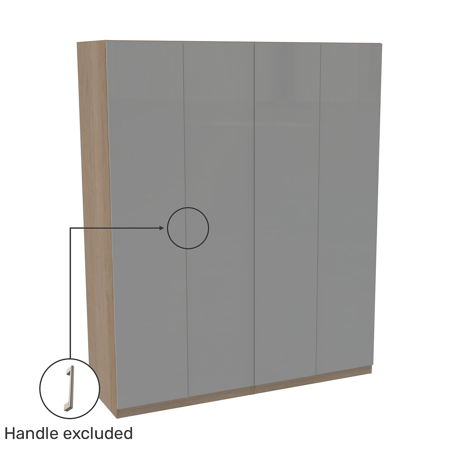 House Beautiful Honest Quad Wardrobe, Oak Effect Carcass - Gloss Grey Slab Doors (W) 1800mm x (H) 2196mm House Beautiful Honest Quad Wardrobe, Oak Effect Carcass - Gloss Grey Slab Doors (W) 1800mm X (H) 2196mm -Famous Furniture Store 13999748 1205005576107090